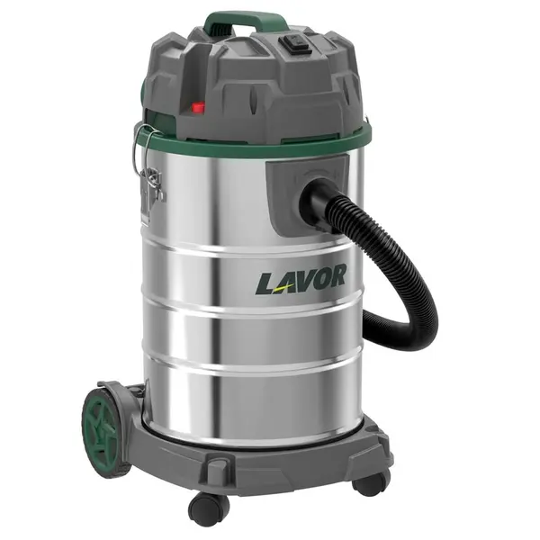 Aspirateur professionnel Lavor Dozzy Power 30XS, 30 litres, en acier inoxydable, pour solides et liquides.