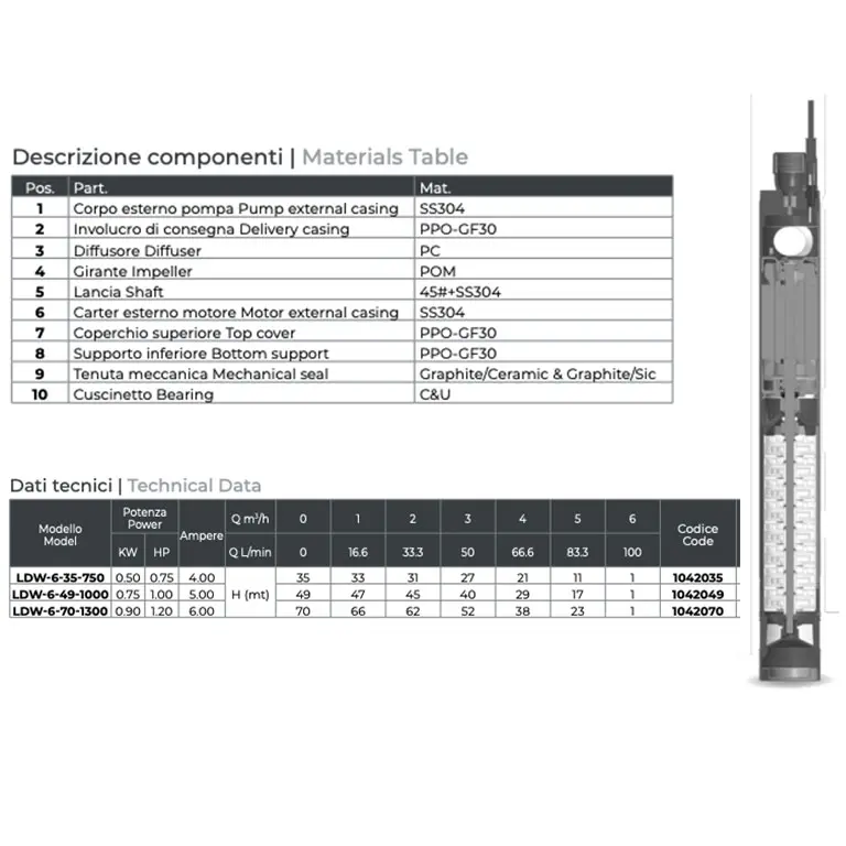 Pompe électrique submersible Leo LDW