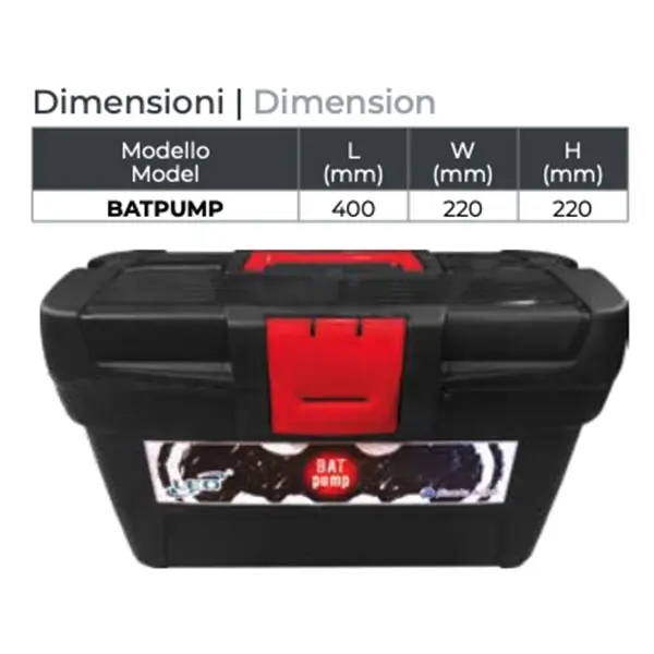 dimensions de la pompe à chauve-souris
