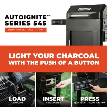 Barbecue et fumoir numérique au charbon de bois Masterbuilt AutoIgnite série 545, modèle MB20042724 