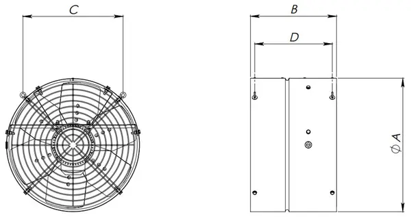 Circulateur d'air industriel et agricole Munters EDC GHp 18'' 24'' 0,5 HP
