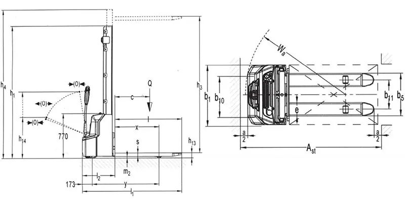Dimensions des ascenseurs électriques Novamach N1229E et N1236E d'une capacité de 1200 kg