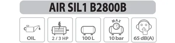 Nuair AIR SIL1 B2800B - Compresseur à piston silencieux professionnel