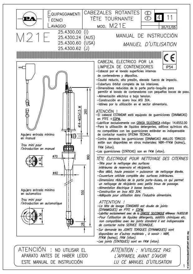 tête rotative pour laver les fûts et barriques