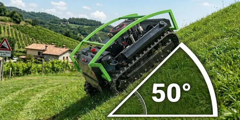 Pogo M-Tech SKK 100 - Tondeuse à gazon robotisée radiocommandée robuste pour pentes jusqu'à 50°