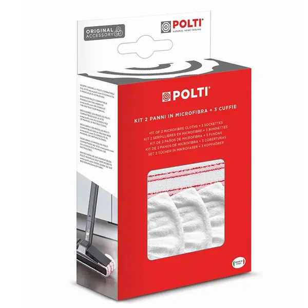 Polti PAEU0324 - Kit de 2 chiffons + 3 bouchons pour Polti Vaporetti