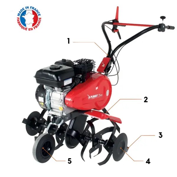 Pubert Terro 55 P C3 - Motoculteur à 4 rouleaux - 209 cm3, essence et transmission par chaîne