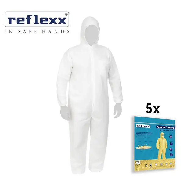 Combinaison de protection jetable Reflexx Cover PLP 40 blanche en polypropylène avec capuche