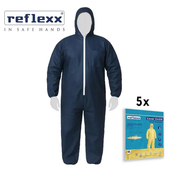 Combinaison de protection jetable Reflexx Cover 40 bleue - en polypropylène avec capuche