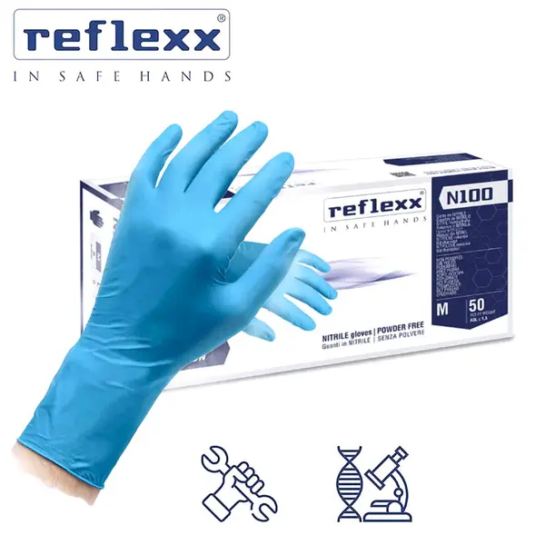 Reflexx N100 - Gants en nitrile haute épaisseur avec protection chimique