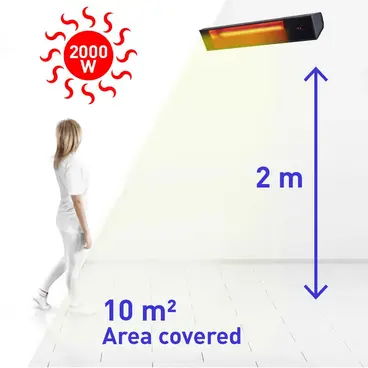 Lampe chauffante infrarouge extérieure Sined Caldo Vetro Nero 2000 WiFi