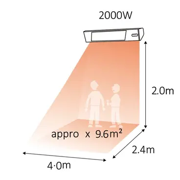 Lampe chauffante infrarouge extérieure Sined Caldo Vetro Nero 2000 WiFi