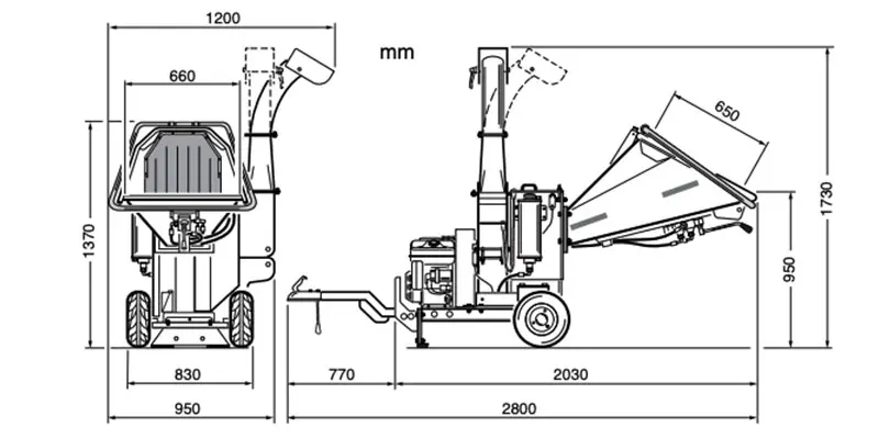 Dimensions du broyeur Airmec