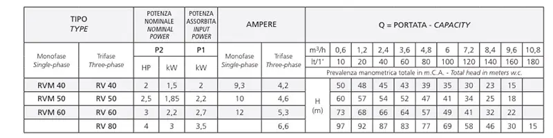 Pompe électrique centrifuge professionnelle Speroni RV 80