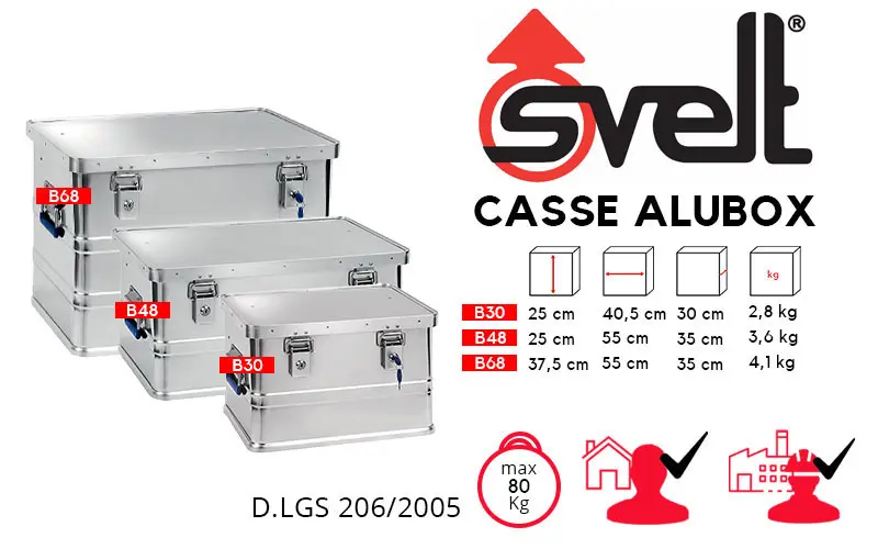 Svelt ALUBOX B30, B48 et B68 - Valises en aluminium pour le transport et le stockage
