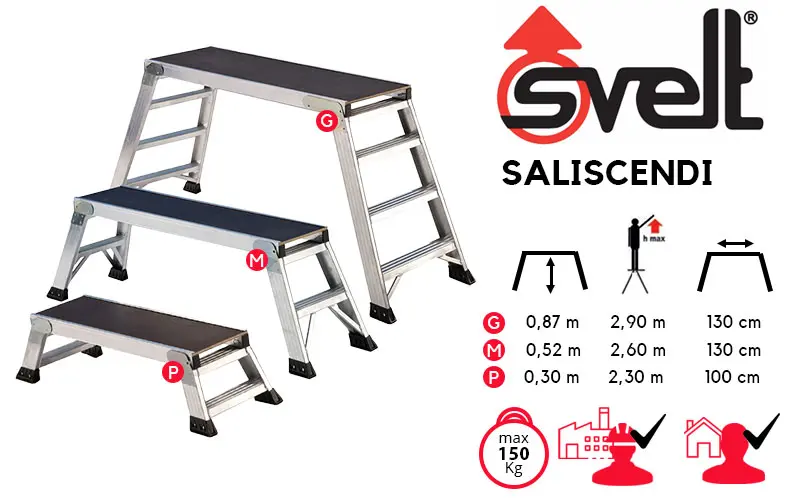 Tabouret professionnel Svelt Salicscendi G/M/P à 1 ou 3 marches