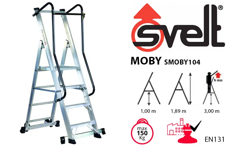 Svelt Moby SMOBY104 - Échelle avec main courante pour usage professionnel intensif