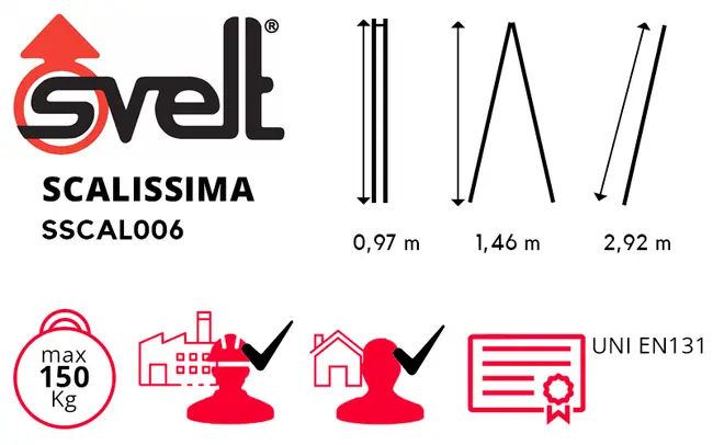 Échelle télescopique multiniveaux Svelt SCALISSIMA en aluminium