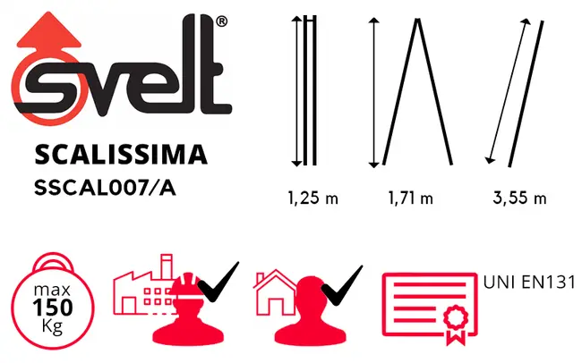 Échelle télescopique multiniveaux Svelt SCALISSIMA en aluminium