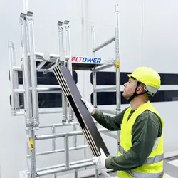 Échafaudage professionnel ultra-compact en aluminium Svelt Sveltower h max 5,67 m.