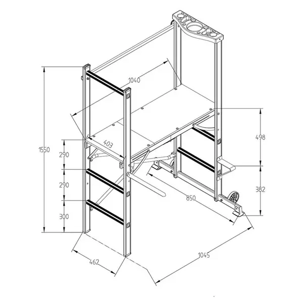 Svelt Time - Échafaudage domestique pliable en aluminium Hauteur 1,55 m