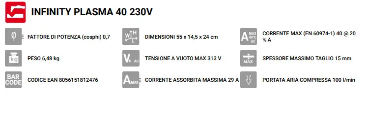 Caractéristiques Infinity Plasma 40 Telwin