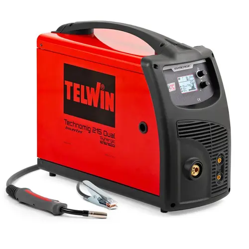 Soudeuse à fil à onduleur multiprocessus double synergique Telwin Technomig 215