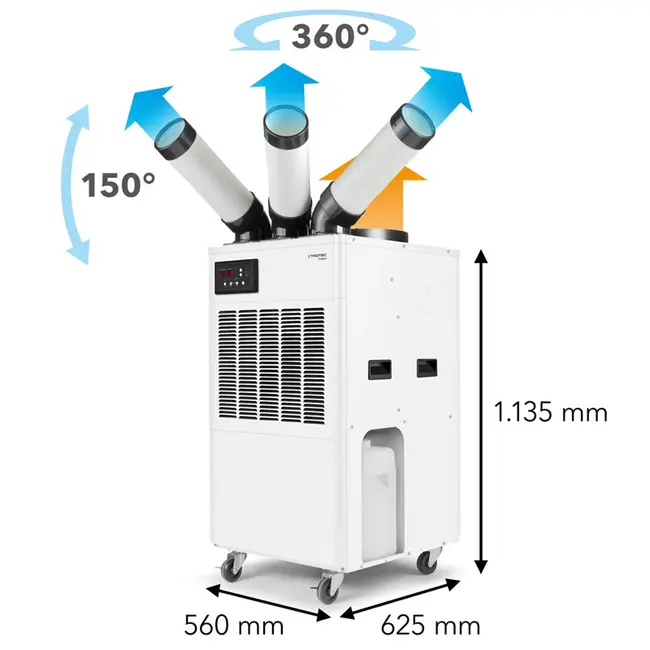 Climatiseur Trotec PT 5300 SP Spotcool avec 3 canaux de sortie d'air froid