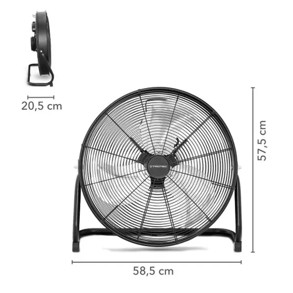 Dimensions du ventilateur de sol professionnel Trotec TMV 20 D
