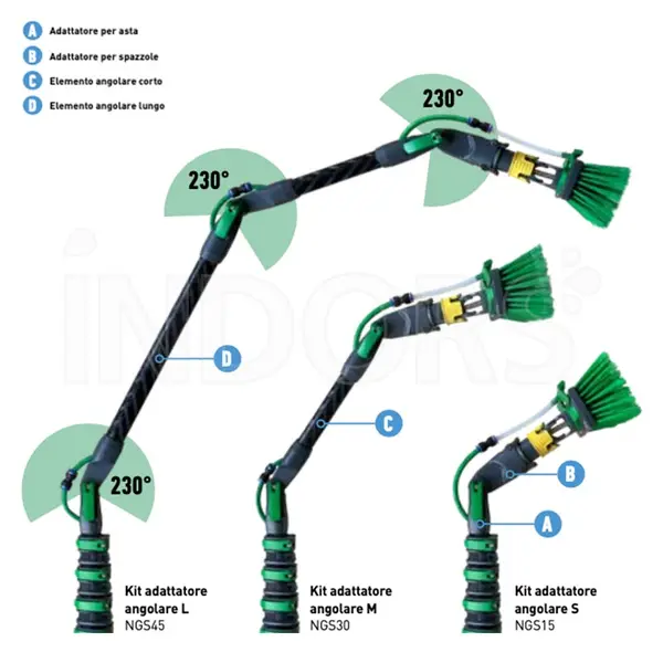 Adaptateur angulaire modulaire à col de cygne Unger nLite pour brosses et tiges télescopiques
