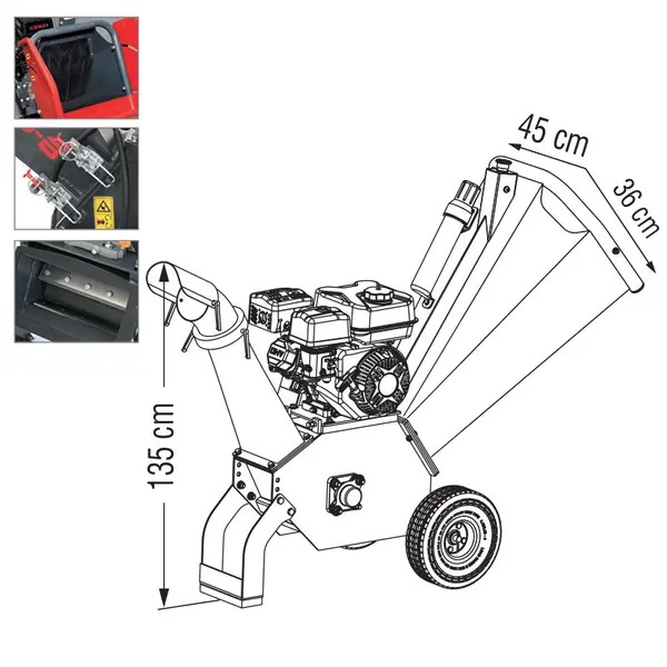Broyeur à bois à essence Zanon CIP 120-B avec moteur Loncin 14 CV